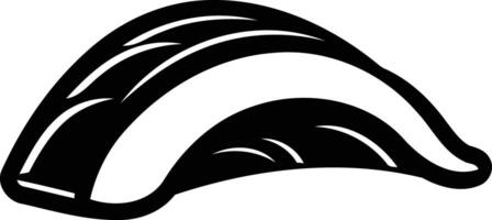A simple, black and white illustration of a single sushi nigiri vector