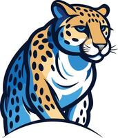 Cheetah Illustration with Blue and Yellow Color Palette vector