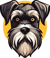 Cute cartoon illustration of a miniature schnauzer looking directly at the viewer with a friendly expression vector