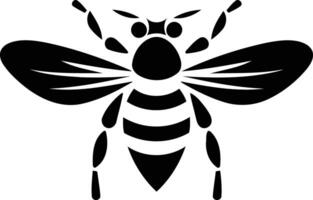 Simple yet striking black and white silhouette of a bee, perfect for branding, logos, and design projects vector