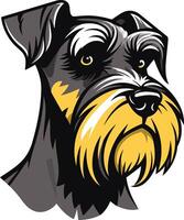 A striking illustration of a miniature schnauzer dog's head, with a bold, expressive look vector