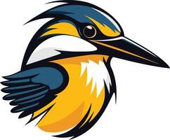 Bold and dynamic illustration of a kingfisher with sharp lines and bright colors vector