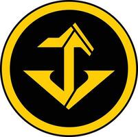 Abstract logo design featuring a stylized letter j within a yellow circle on a black background vector