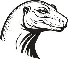 A fierce and detailed illustration of a komodo dragon's head, perfect for creating logos, branding, or designs with a powerful and prehistoric feel vector