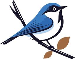 A simple, elegant illustration of a bluebird perched on a branch vector