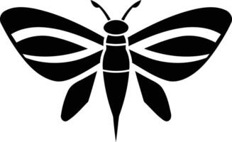 A simple, bold silhouette of a butterfly with its wings spread wide vector