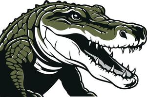 A ferocious alligator head with sharp teeth, in a classic cartoon style vector