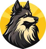 A bold and striking illustration of a german spitz, a loyal and intelligent breed, set against a vibrant yellow background vector