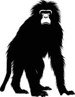 A striking silhouette of a powerful baboon, standing tall and alert vector