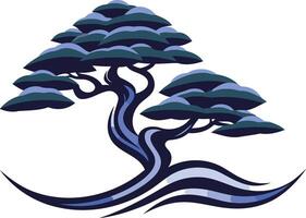 Blue Bonsai Tree with Abstract Base vector