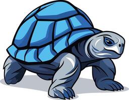 A cartoon illustration of a blue and grey turtle with a determined expression, perfect for logos, branding, and mascot designs vector