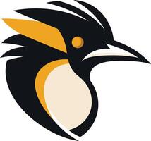 Bold and stylized penguin logo design with a striking black and yellow color scheme vector