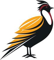 Stylized Bird with Yellow and Black Feathers vector