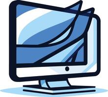 Blue Computer with Dynamic Abstract Background vector