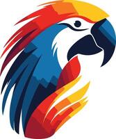 A vibrant and colorful abstract logo of a parrot's head, perfect for a brand seeking a playful and memorable design vector