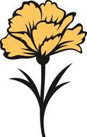 A simple yet elegant illustration of a yellow carnation flower, perfect for adding a touch of floral charm to your designs vector