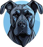 A close-up portrait of a majestic black dog, captured in a striking, realistic style vector