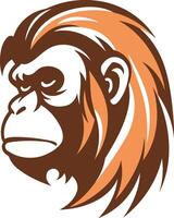 A bold, stylized illustration of a monkey's head with an intense gaze vector