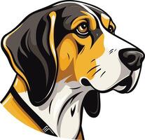 A friendly, cartoon beagle with big brown eyes and floppy ears looks thoughtfully to the side vector