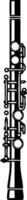 A simple, black and white illustration of a clarinet, perfect for use in musical education, design projects, or as a logo for a music-related business vector