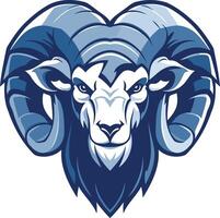 Powerful blue ram mascot with fierce expression vector
