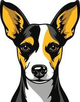 A friendly and curious basenji dog with big ears and a playful expression vector