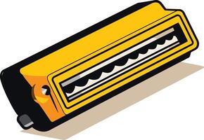 A simple, cartoon-style illustration of a harmonica, perfect for musical projects, design elements, or children's books vector