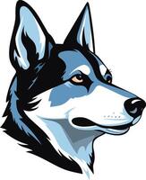 A striking, colorful illustration of a husky's head, perfect for branding or design projects vector