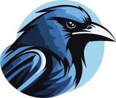 Blue Raven in Circle, Powerful and Sharp vector