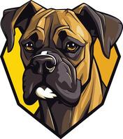 A bold and stylish illustration of a boxer dog's head, perfect for branding, merchandise, and social media vector