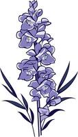 A delicate purple flower with intricate details, perfect for adding a touch of nature to your designs vector