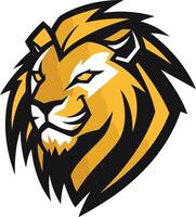 A bold and fierce lion head logo, with a powerful expression and sharp lines vector