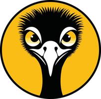 Close-up Portrait of an Ostrich with Yellow Background vector