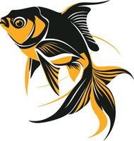 Stylish and minimalist illustration of a goldfish in black and yellow vector