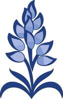 Bluebonnet flower icon, stylized for branding and design vector