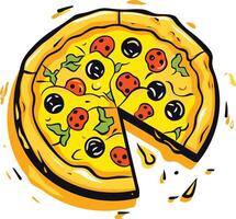 Delicious Pizza with a Missing Slice vector