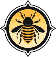 A bold, graphic logo featuring a bee inside a compass-style circle vector