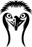 A stylized black and white illustration of a bird's head, perfect for logos, branding, and design projects vector