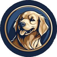 A friendly golden retriever in a circular frame vector