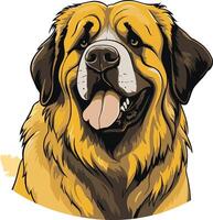 Cute cartoon illustration of a bernese mountain dog with a friendly expression vector