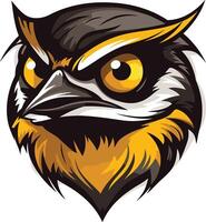 Close-up of an Owl's Face with a Focused Gaze vector