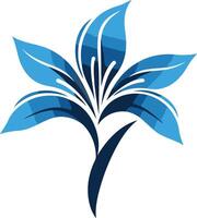 A stylized blue flower with a dark blue stem, perfect for logos, branding, and decorative elements vector