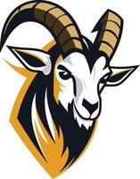 A bold and stylized illustration of a goat's head, perfect for mascot designs, sports logos, and branding for businesses seeking a powerful and confident image vector