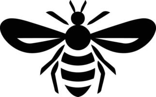 Simple black and white bee silhouette, perfect for logo design, branding, and website icons vector