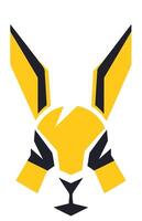 Bold and modern logo design featuring a stylized rabbit head with sharp lines and contrasting colors vector