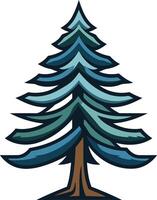 A stylized evergreen tree with bold lines and blue hues, ideal for nature-themed logos, branding, or design elements vector