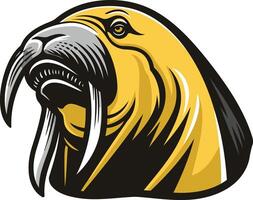 A bold and dynamic illustration of a walrus head, perfect for use in branding, sports logos, and animal-themed designs vector