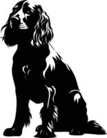 A striking black and white silhouette of a dog, perfect for use in pet-related designs, logos, and illustrations vector