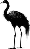 A striking silhouette of a crane, captured in a graceful pose, perfect for design projects, branding, or illustration vector