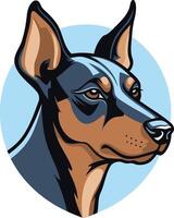 A bold and playful illustration of a doberman pinscher head, perfect for branding, logos, and pet-related designs vector
